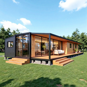 Cabane de glamping moderne extensible de 30 pieds avec toit incliné, grande véranda, <span class=keywords><strong>location</strong></span> de luxe, salle de bain, cuisine, bureau préfabriqué étanche - Product Image 2