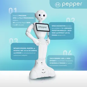روبوت الخدمة الذكي SoftBank Pepper روبوت ذكي متعدد الوظائف روبوت تجاري أبيض