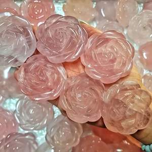 Vente en gros de sculptures florales en quartz rose naturel de haute qualité, ornements sculptés à la main, artisanat en cristal, décoration créative polie, cadeau - Product Image 4