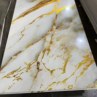 Plaque de marbre UV élégante à veines dorées 1220x2440mm, feuille d'or brillante, écologique, ignifuge, imperméable, panneau PVC de 2mm d'épaisseur