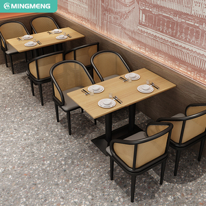 Nueva llegada gran oferta mesa de restaurante cabina de comida rápida asientos mesa de madera y juego de mesa para sillas restaurante comedor Hotel uso - Product Image 6