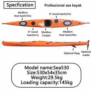 Kayak de voyage en plastique rotomoulé LLDPE de 17,6 pieds pour 1 personne, idéal pour la navigation en mer, le surf et le canoë à pédales - Product Image 4