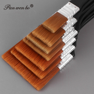 Panwenbo – Lot de pinceaux plats en nylon à manche en <span class=keywords><strong>bois</strong></span>, tailles assorties, pour <span class=keywords><strong>peinture</strong></span> acrylique et à l'huile – Vente en gros - Product Image 4