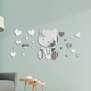 Pegatinas de Pared de Acrílico con Espejo 3D de Gato para Decoración de Habitaciones de Bebés y Niños, Pegatinas Adhesivas para Pared y Cabecera - Product Image 2