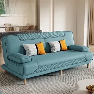 Simple and modern small family living room apartment dual purpose cat scratch leather folding sofa bed