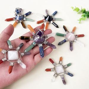 เครื่องกําเนิดพลังงานคริสตัลจักระ 7 จุดบําบัดเรกิปอยท์พีระมิดหินธรรมชาติหอปิระมิดพลังงานสีสันสดใส - Product Image 3