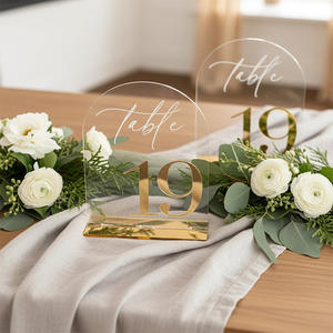 LANJO Modern 2D Flat Golden Acrylic Wedding <b>Table</b> Number Seat <b>Cards</b> Durable Stand 1-20 - Product Image 1