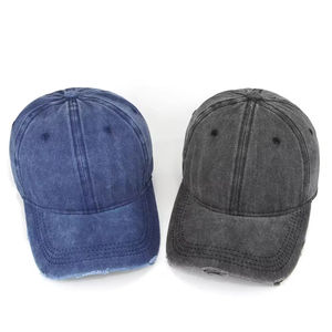 Yeni yıkanmış delik beyzbol kırmızı renk yıkanmış sıkıntılı baba şapka eski kırık kenar yumuşak üst Retro siyah sıkıntılı baba şapka - Product Image 2