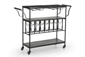 Carrito de Vino de Madera de Mango Negro con Acabado Negro y Estructura Metálica, Colección Bar, el Más Vendido, Precio al por Mayor - Product Image 5