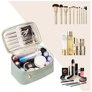Multifunctional Divider Design Cosmetic Bag Custom Logo Portable Travel Vanity <b>Case</b> <b>Makeup</b> Organizer With Outer Zipper Pocket - Product Image 2