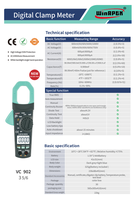 WinAPEX 902 Digital Clamp Meter 1000A AC/DC Arus Otomatis Rentang Otomatis True RMS Multimeter Dioda Suhu Frekuensi CAT IV 600V