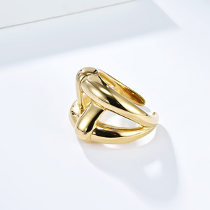 Geometric Fashion <b>Ring</b> Steel Gold Wide Band Women's Party Jewelry - Product Image 4