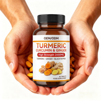 Complément alimentaire pour les articulations à base de curcuma et de curcumine, marque privée OEM ODM, extrait de gingembre végétalien, pour adultes, 60 comprimés, mobilité des articulations