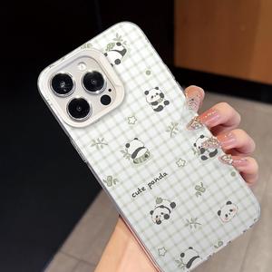 Cover per iPhone 15 14 13 12 11 ProMax con <span class=keywords><strong>disegno</strong></span> a linee minimaliste estetiche, panda divertente e sarcastico, trasparente - Product Image 3