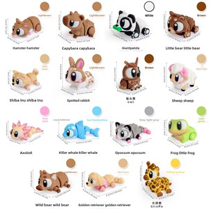 2026 Gzyuyou Figurines d'animaux imprimées en 3D, mignonnes girafes, hiboux, lapins, décorations de bureau et cadeaux d'anniversaire - Product Image 2