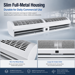 Rideau <span class=keywords><strong>d</strong></span>'<span class=keywords><strong>air</strong></span> commercial, barrière <span class=keywords><strong>d</strong></span>'<span class=keywords><strong>air</strong></span> pour porte, ventilateur à flux croisé, boîtier métallique fin, pour entrée de magasin, restaurant, hôtel - Product Image 5