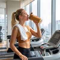 Bouteille shaker protéinée 700 ml avec logo personnalisé, poignée et compartiment de mélange en maille pour poudre, idéale pour la gym, l'entraînement et le sport