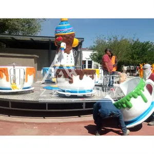Theme Amusement Park Funfair Rides Trailer Mounted Kiddie Spinning Tea Cup Ride Rotating For Sale