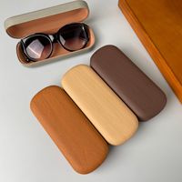 Étui à lunettes rectangulaire en bois grainé, grand format, minimaliste, rétro, résistant aux chocs, compartiment spacieux pour les verres de myopie