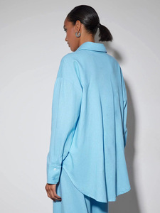 Vêtements en lin à manches longues OEM très vendus ensemble décontracté 2 pièces pour femmes vêtements de travail de couleur personnalisée - Product Image 4