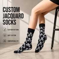 Chaussettes ras du cou personnalisées en jacquard, motif squelette en coton doux, chaussettes tendance pour usage quotidien décontracté, fabricant OEM