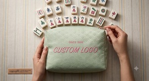 Customized Fashion Candy Pattern PVC Zipper Closure Soft Handle Large Capacity Cosmetic Bag MAHJONG Tile <b>Clear</b> <b>Coat</b> Design - Product Image 1