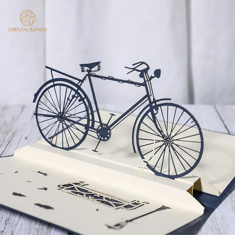 3D Pop Up Bike Design Thank You Card Holiday Greeting Card