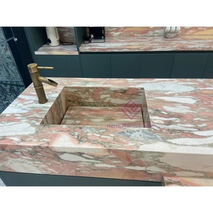 Norveç gül mermer levha cilalı 20mm saydam pembe gül mermer gri damarlanma ile tezgah duvar Vanity yer karosu için - Product Image 6