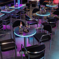 Conjunto de Muebles LED Modernos de Lujo para Club Nocturno, Sillas y Mesa de Comedor Iluminadas para Bar Lounge, Sofá para KTV y Hookah