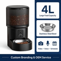 Pengumpan Makanan Hewan Peliharaan Otomatis WiFi dengan LOGO Kustom, Kamera HD 1080P dan Audio 2 Arah, Dispenser Makanan Pintar untuk Kucing dan Anjing, Bahan Stainless Steel