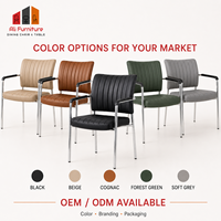 Chaise de bureau en cuir PU noir avec accoudoirs, structure métallique stable, empilable, siège de conférence pour salle de réunion, zone de réception