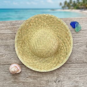 Chapeau de paille naturelle Panama à large bord avec logo personnalisable imprimé sur la doublure, protection solaire UV, idéal pour la plage et les sauveteurs - Product Image 1