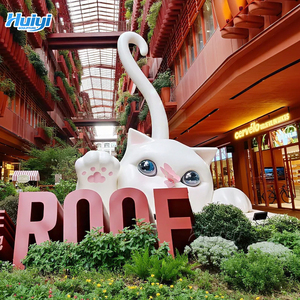 आउटडोर सजावट जीवन के आकार के फाइबरग्लास को प्रबलित प्लास्टिक जानवर के रूप में बिक्री के लिए कार्टून बिल्ली की मूर्तियां - Product Image 6