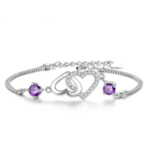 Pulsera de Plata de Ley 925 con Dijes en Forma de Corazón para Mujer, con Cristales de Estrás Engastados, para Aniversario - Gran Moda Europea - Product Image 1