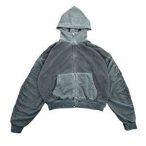 Sudadera con capucha y cremallera lavada vintage personalizada para hombre chaqueta con capucha de gran tamaño de algodón pesado 100% para estilo informal de invierno - Product Image 1