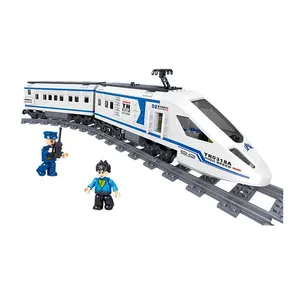 ZHEGAO electric train build block high speed rail car toy urban traffic child build block