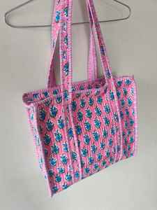 Sac fourre-tout en coton matelassé imprimé à la main style bohème indien pour femme, sac à bandoulière, sac de voyage, sac de marché, cadeau fait main - Product Image 2