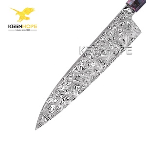 Keenhope sang trọng 8 inch Damascus đầu bếp dao Thụy Điển damasteel vinland rwl34 bột thép ổn định Maple Burl xử lý sắc nét laser - Product Image 3