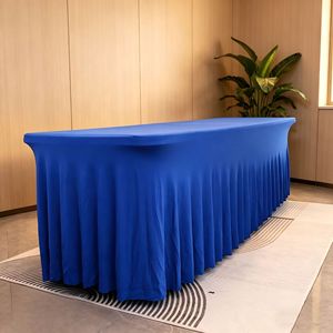 Nappe carrée personnalisable de 1,20 m, housses de <span class=keywords><strong>table</strong></span> rectangulaires lavables avec jupe élastique pour fêtes, mariages, banquets, hôtels - Product Image 3