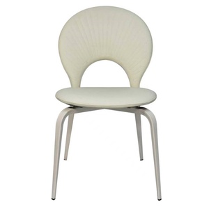 Chaise de salle à manger moderne <span class=keywords><strong>en</strong></span> cuir PU <span class=keywords><strong>en</strong></span> forme de coquille, dossier à coutures courbées, pieds <span class=keywords><strong>en</strong></span> métal, couleurs personnalisables pour salle à manger, café, hôtel - Product Image 3