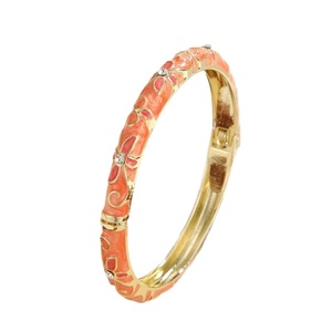 Factory Bulk Chinese Floral Vines Cloisonne Bangles Gold Plated Rhinestone Inlay Enamel Spring <b>Hinged</b> Bracelets Travel Souvenir - Product Image 5