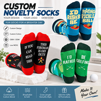 Chaussettes fantaisie personnalisées, chaussettes en coton à motifs amusants, chaussettes personnalisées avec logo, chaussettes de golf et de pickleball pour hommes, OEM ODM
