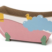 Griffoir pour chat en carton en forme de baignoire, motif canard en caoutchouc et nuage, design lit pour chats d'intérieur, vente en gros, direct usine