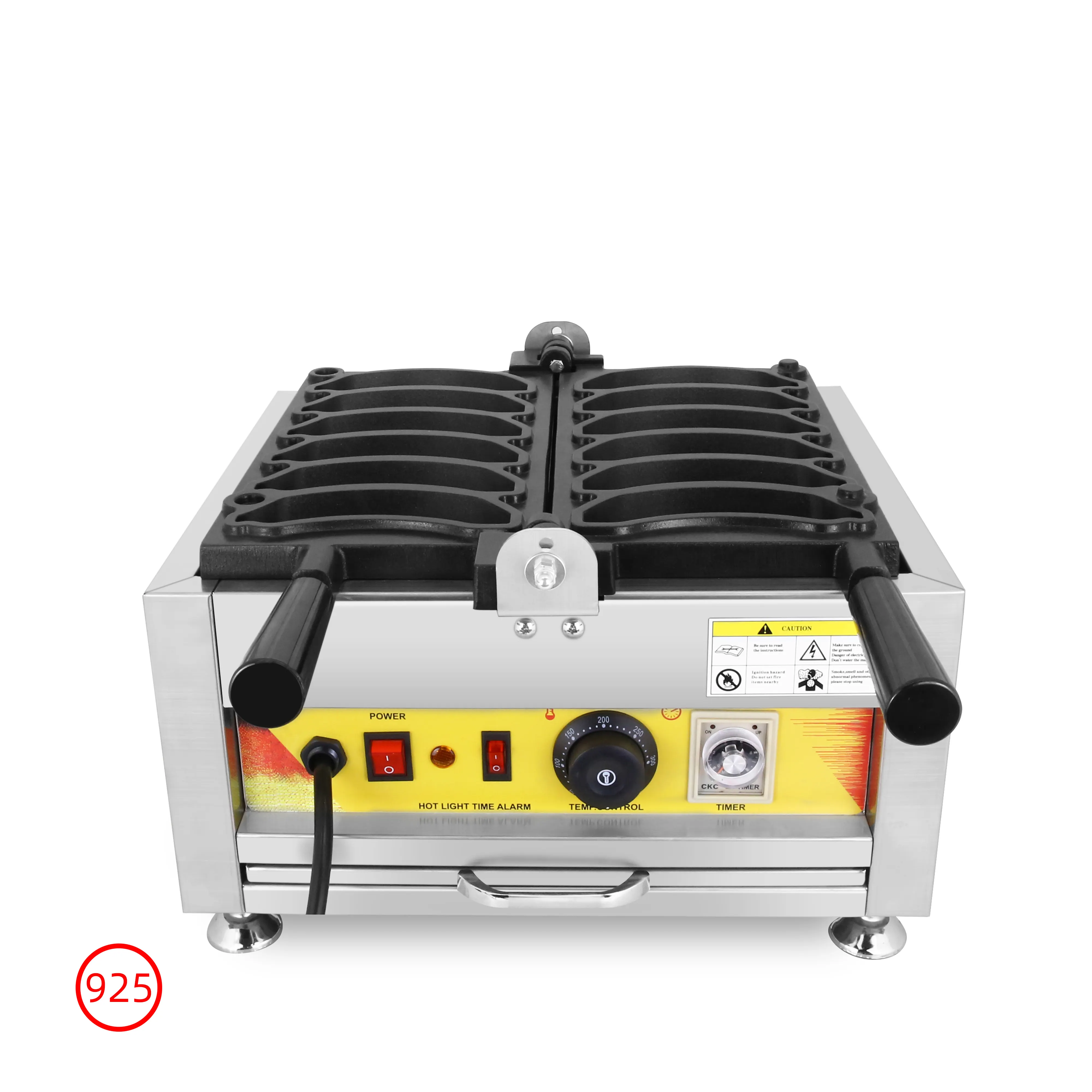 Máquina de waffles elétrica de material de aço inoxidável de qualidade alimentar, resistente a altas temperaturas e corrosão
