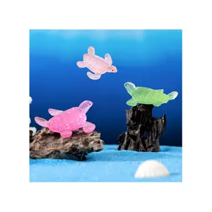 Dijes de resina de tortuga luminosa en miniatura para decoración de acuario de tanque, fundas de teléfono, decoración de escritorio