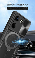 Coque de téléphone portable de Protection d'objectif de caméra à fenêtre coulissante pour Tecno Camono 20/20Pro 4G Ring Kickstand Back Cover