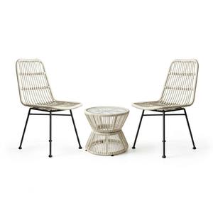Ensemble <span class=keywords><strong>de</strong></span> meubles d'extérieur en rotin tressé à la main, style nordique, gain <span class=keywords><strong>de</strong></span> place, antirouille, 2 chaises et <span class=keywords><strong>table</strong></span> d'appoint pour jardin et villa - Product Image 1
