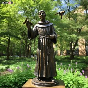 Bronze Cast Stigmates Prédicateur Franciscains Trouvé Italie Patron Saint Loups et <span class=keywords><strong>Colombes</strong></span> Surround Nature Taille St Francis Statue En Laiton - Product Image 3