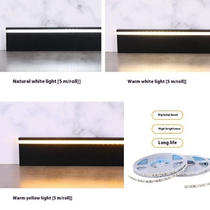 Battiscopa in lega di alluminio a LED montato su superficie 4cm a doppio strato a scatto tipo ingegneria preferito materiale metallico <span class=keywords><strong>per</strong></span> illuminazione verso il basso - Product Image 3