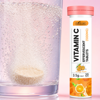 Comprimés effervescents de vitamine C 1000 mg pour adultes avec du magnésium, saveur orange, complément alimentaire